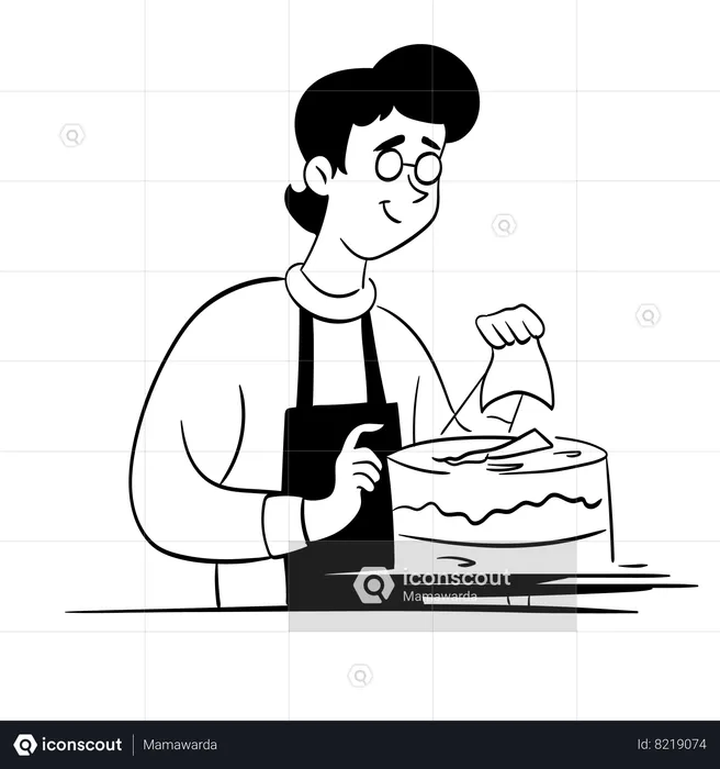 Man making a delicious cake  Illustration