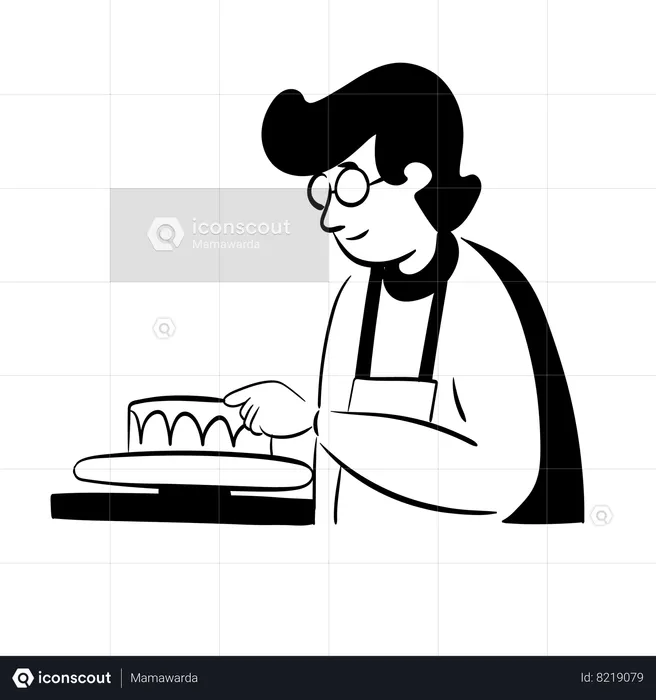 Man making a delicious cake  Illustration