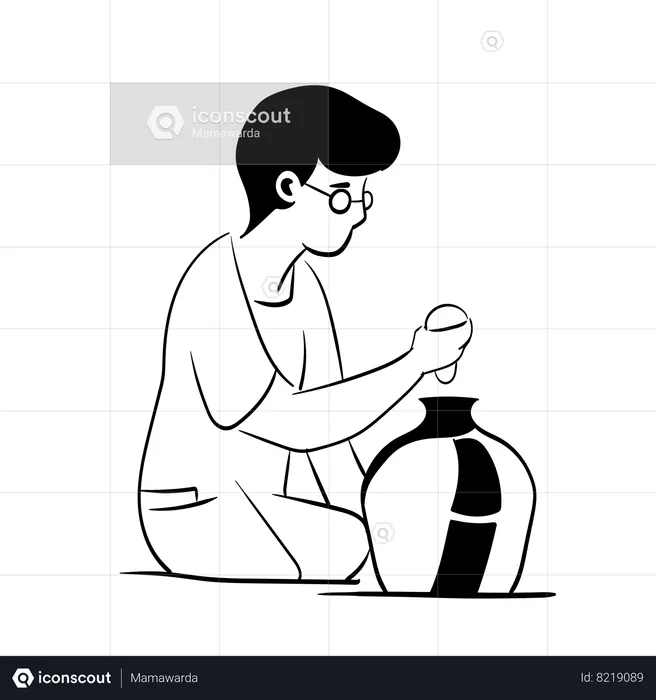 Man making a vase out of clay  Illustration