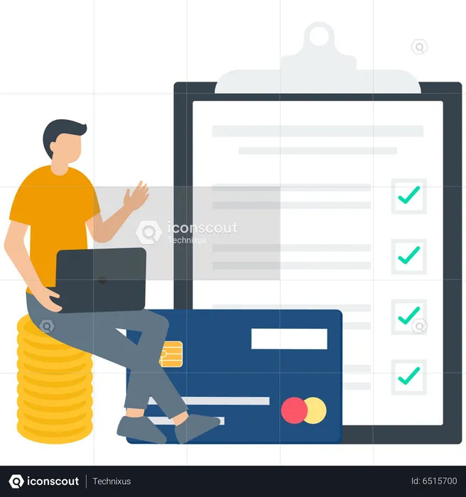 Man Making Budget Plan  Illustration