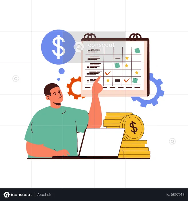 Man making budget schedule  Illustration