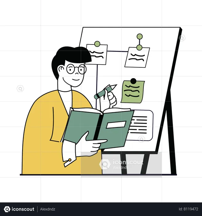 Man making business plan  Illustration