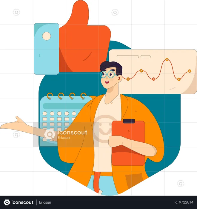 Man making business plan  Illustration