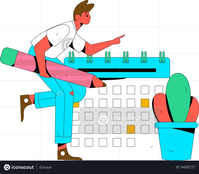 Man making business schedule  Illustration