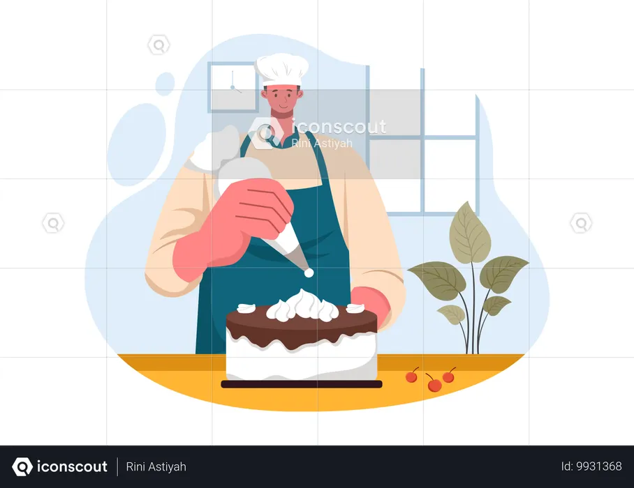 Man making cake  Illustration