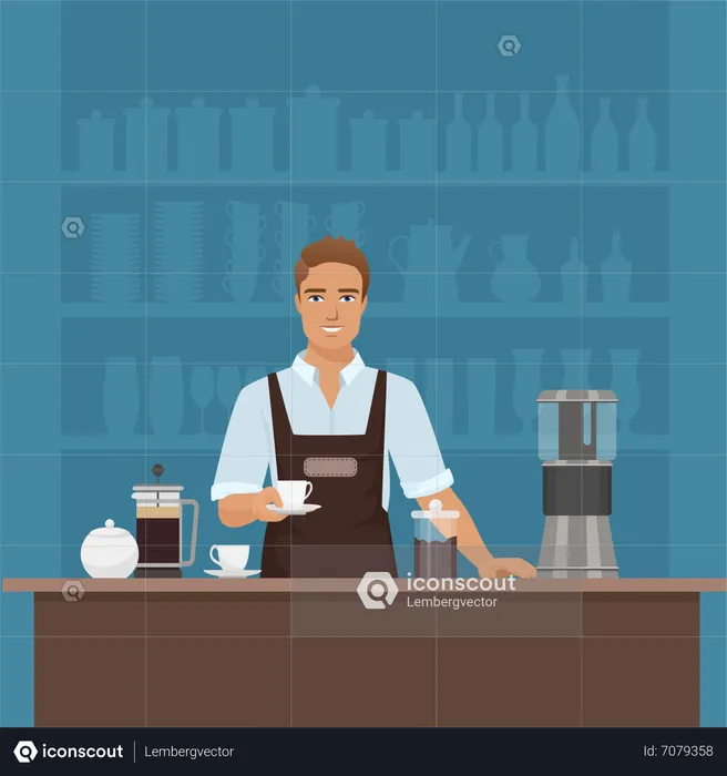 Man making coffee  Illustration