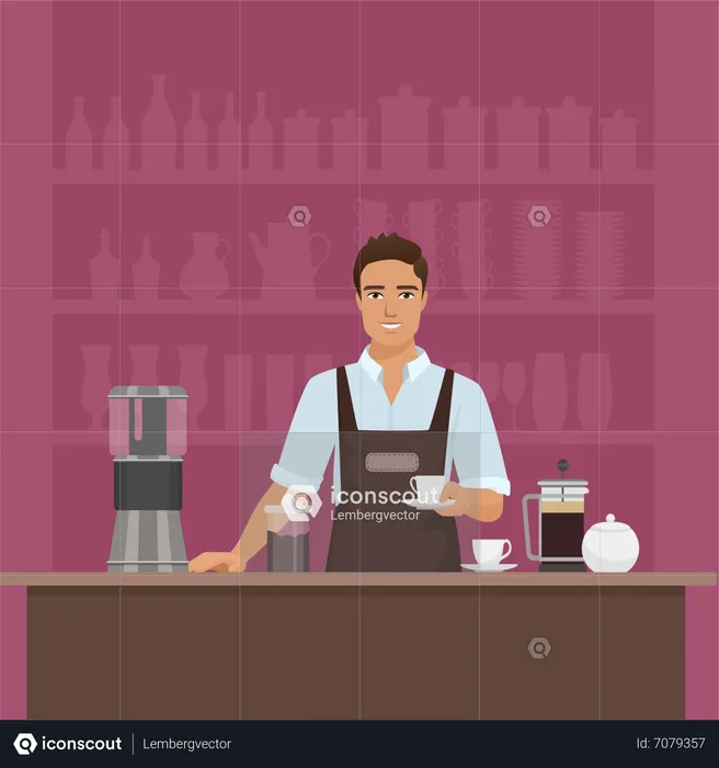 Man making coffee  Illustration