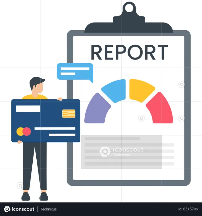 Man Making Credit Assessment Report  Illustration