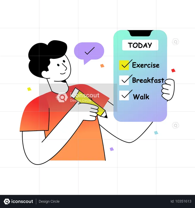 Man Making Daily Task  Illustration