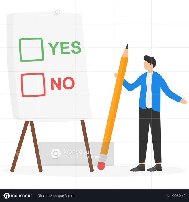 Man making decision list  Illustration