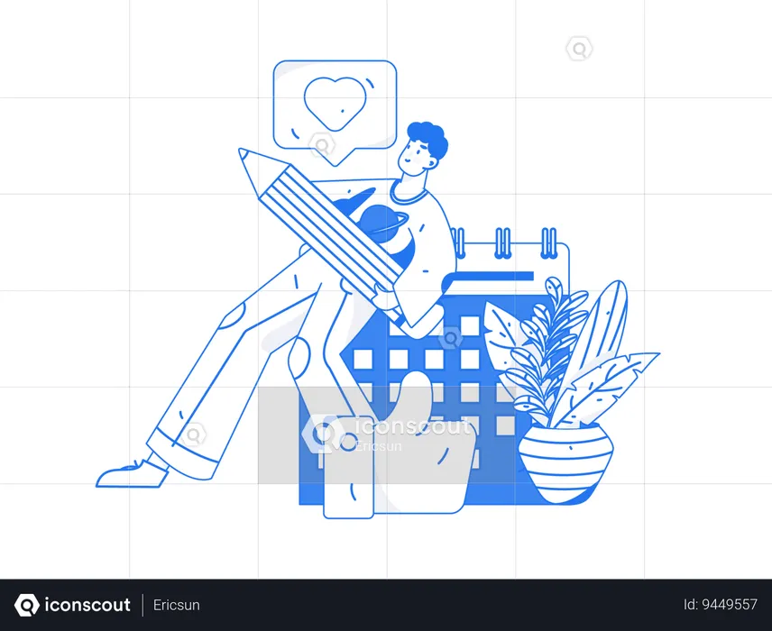 Man making feedback schedule  Illustration