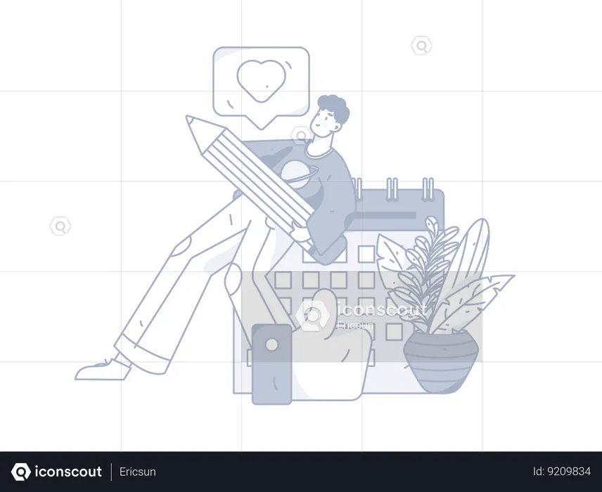 Man making feedback schedule  Illustration