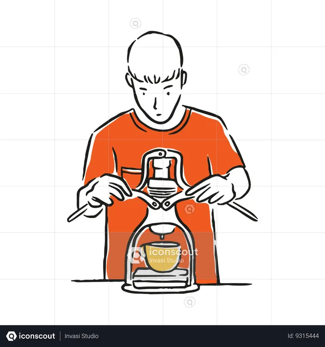 Man making filter coffee  Illustration