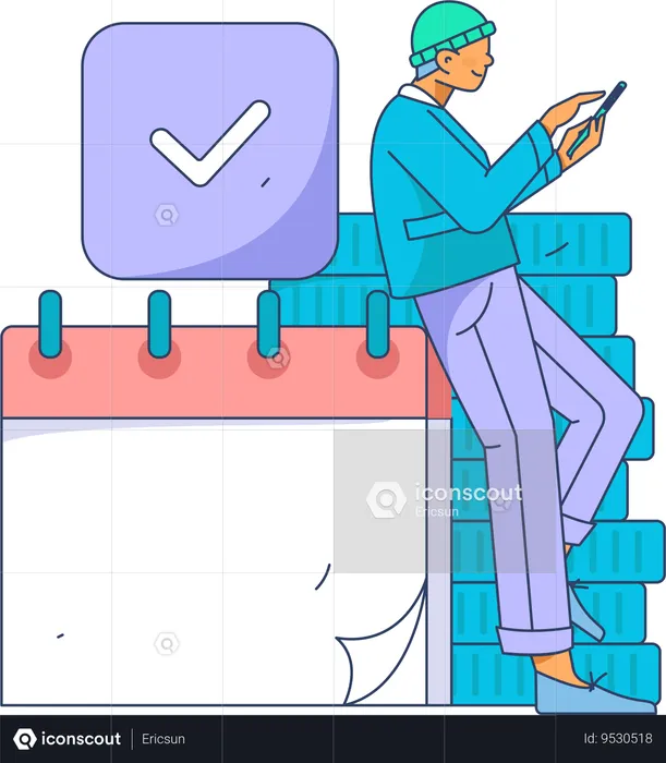 Man making financial schedule  Illustration