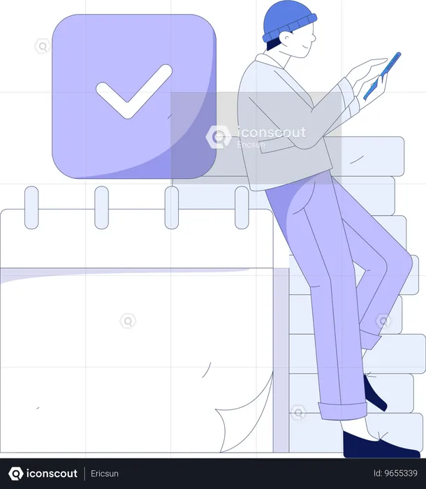 Man making financial schedule  Illustration