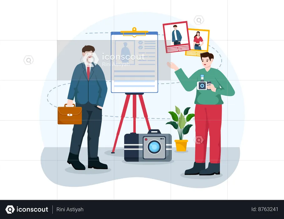 Man making model portfolio  Illustration