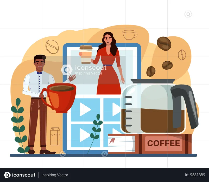 Man making online coffee  Illustration