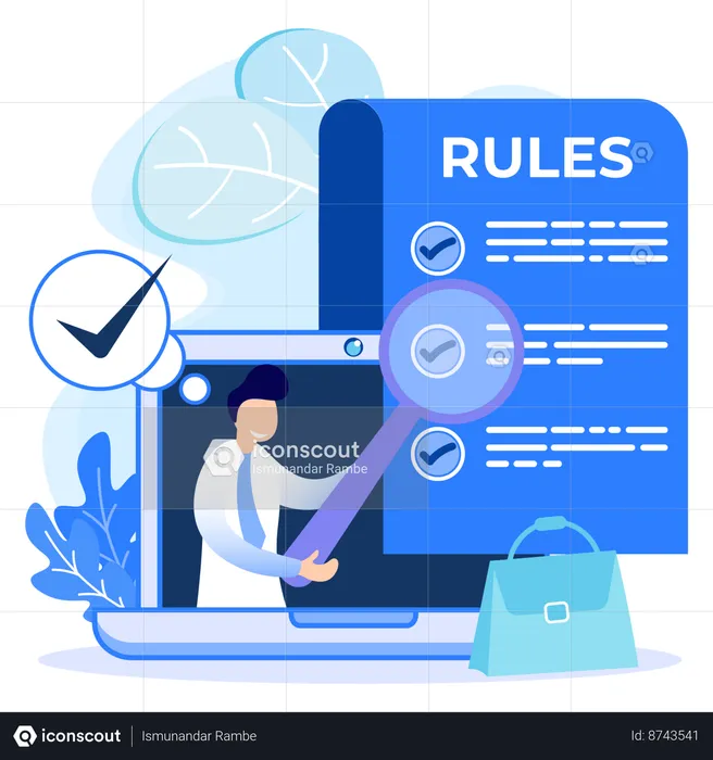 Man Making Online Rules List  Illustration