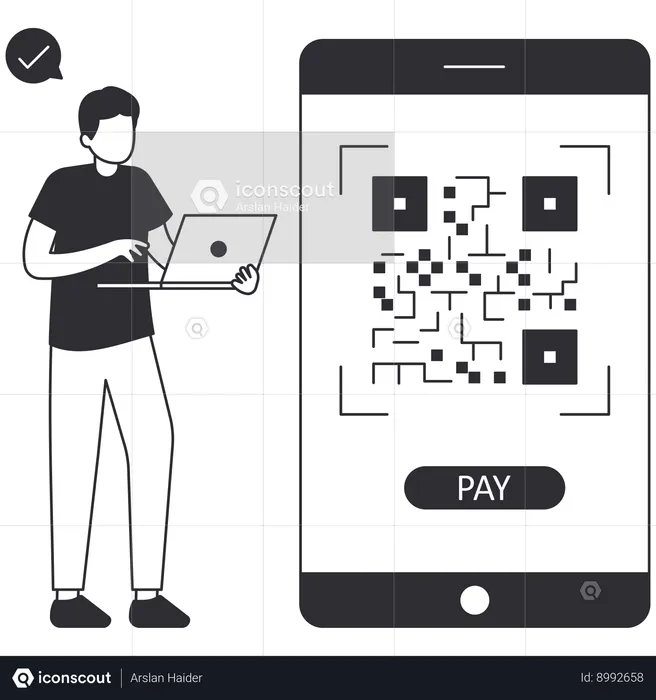 Man making payment using qr code  Illustration