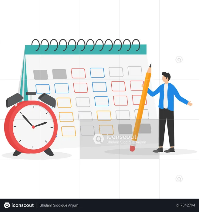 Man making planning schedule  Illustration