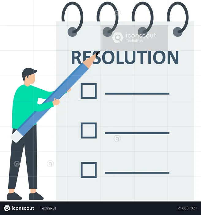 Man making Resolution list  Illustration