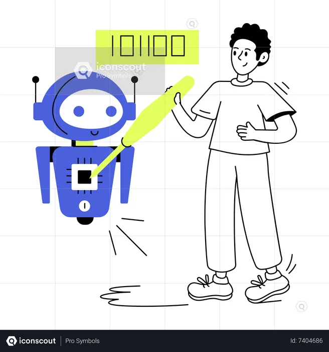 Man making Robot Assistant  Illustration