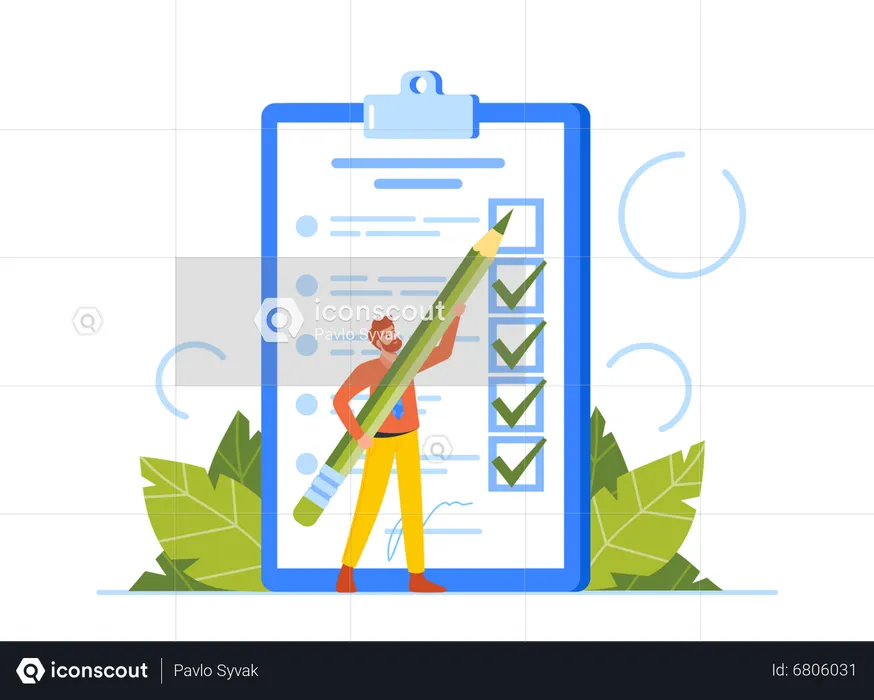 Man Making Schedule List  Illustration