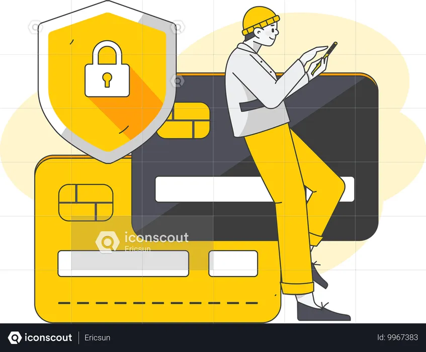 Man making secure credit card payment  Illustration