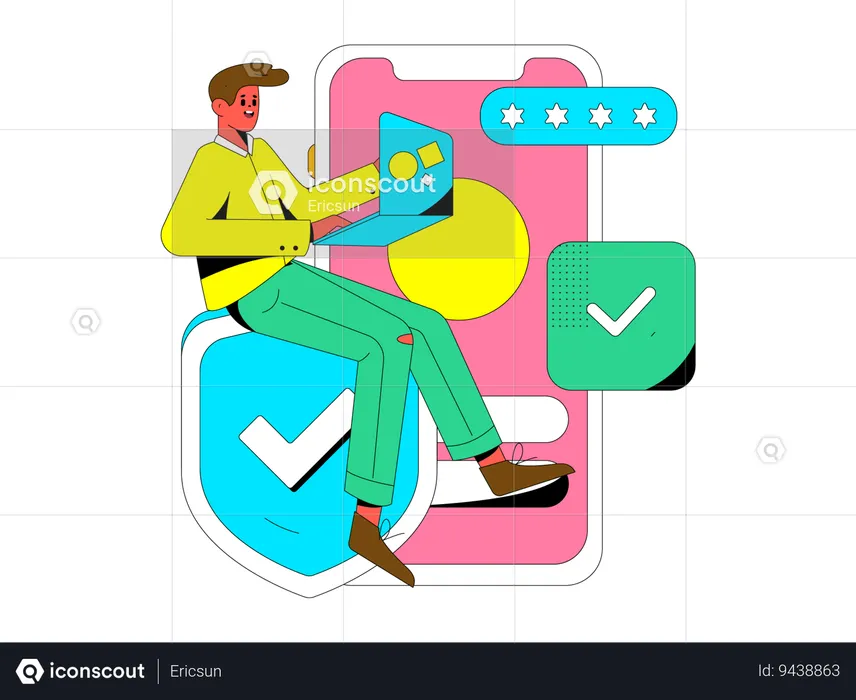 Man making secure online payment  Illustration