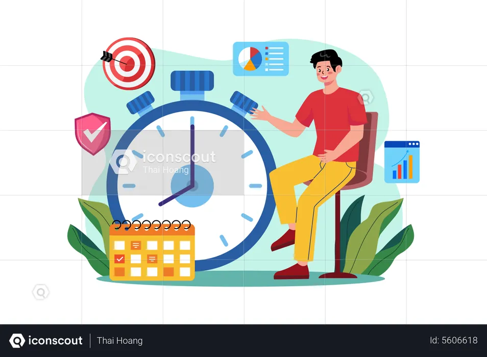 Man Making Time Schedule  Illustration