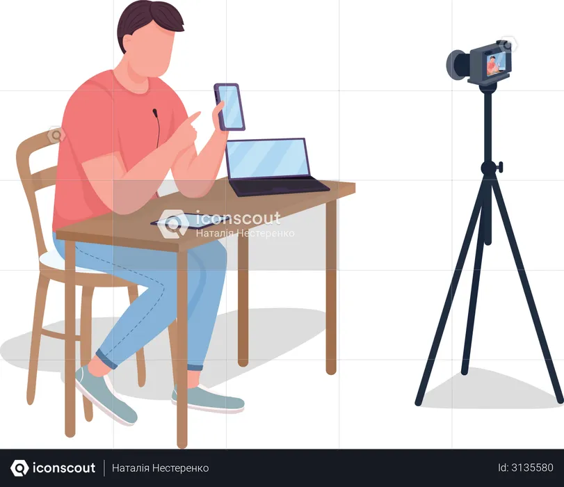 Man making video review  Illustration