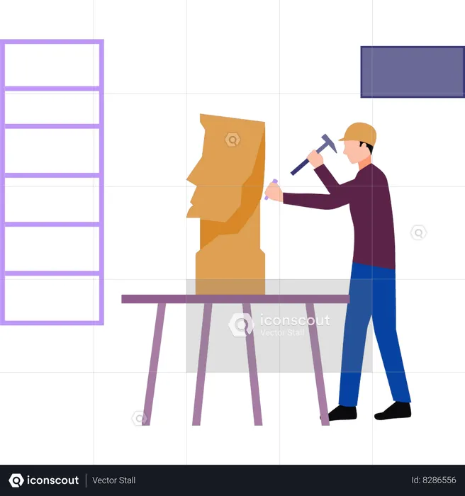 Man making woodcraft  Illustration