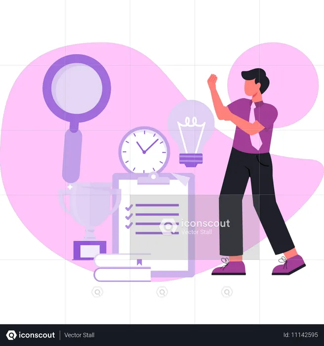 Man manage timetable  Illustration