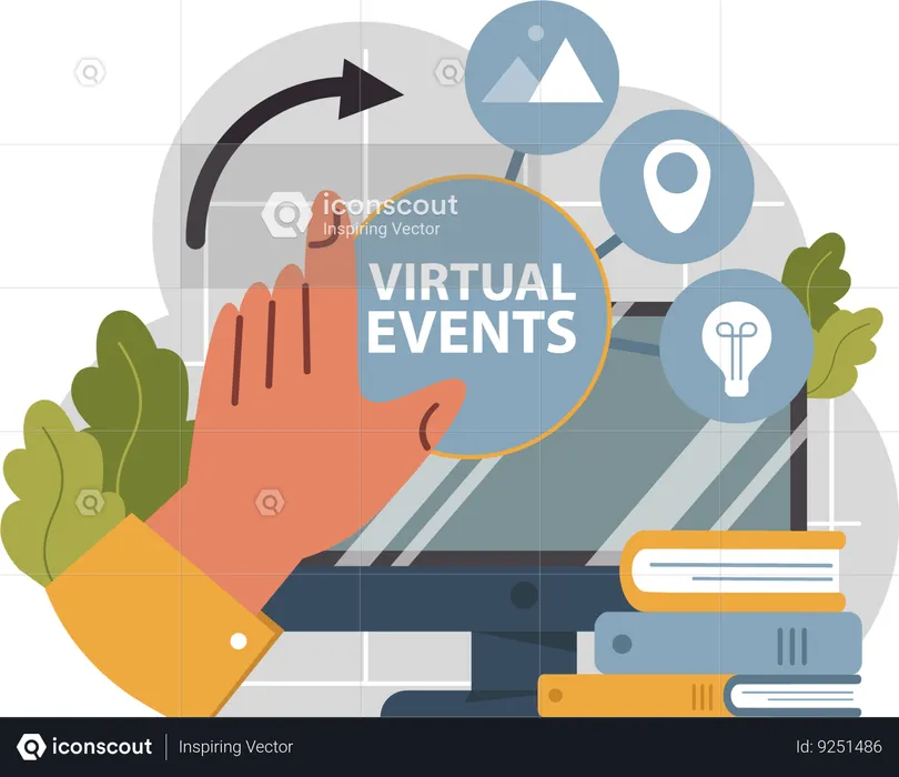 Man manages virtual events  Illustration