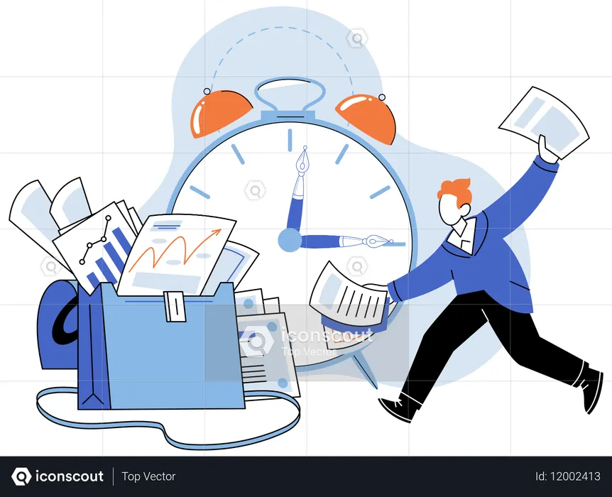 複数のタスクを同時に管理する男性  イラスト