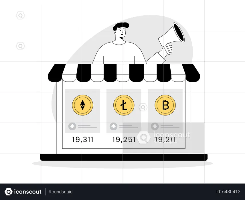 Man marketing about cryptocurrencies  Illustration