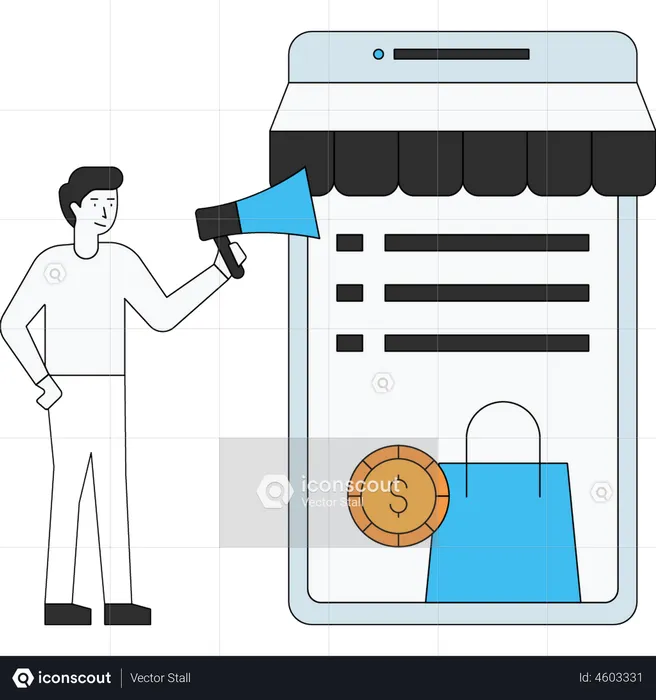Man marketing about shopping sale  Illustration