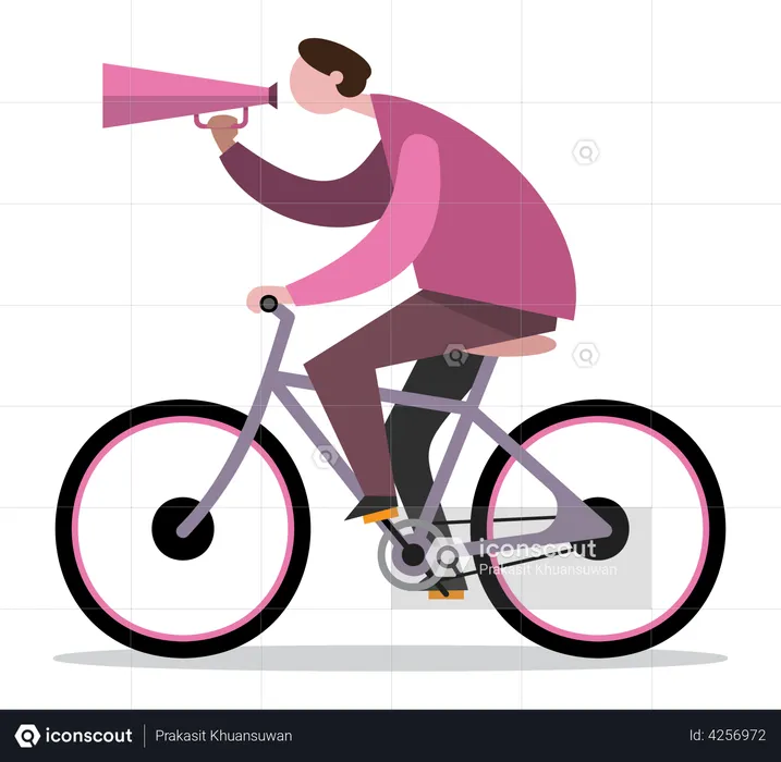 Man Marketing on Bicycle  Illustration