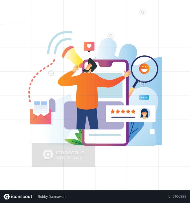 Man marketing on digital platform  Illustration