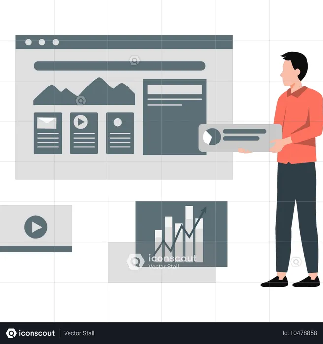 Man marketing through web page  Illustration