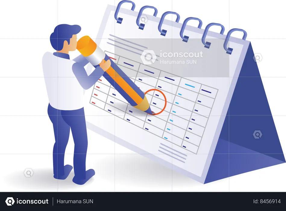 Man Marking Calendar  Illustration