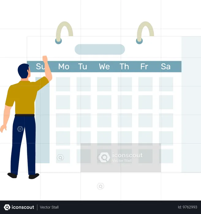 Man marking on the calendar  Illustration