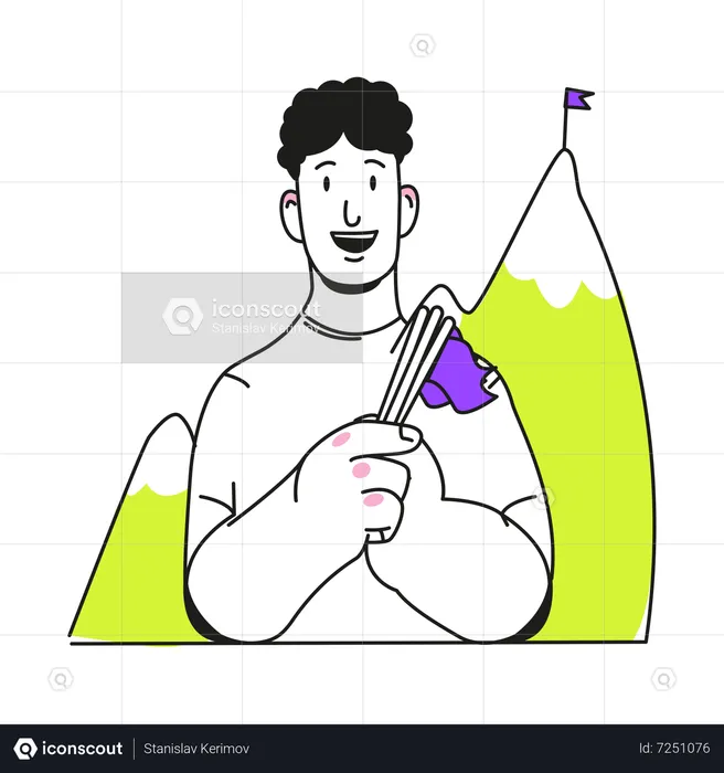 Man marks the target  Illustration