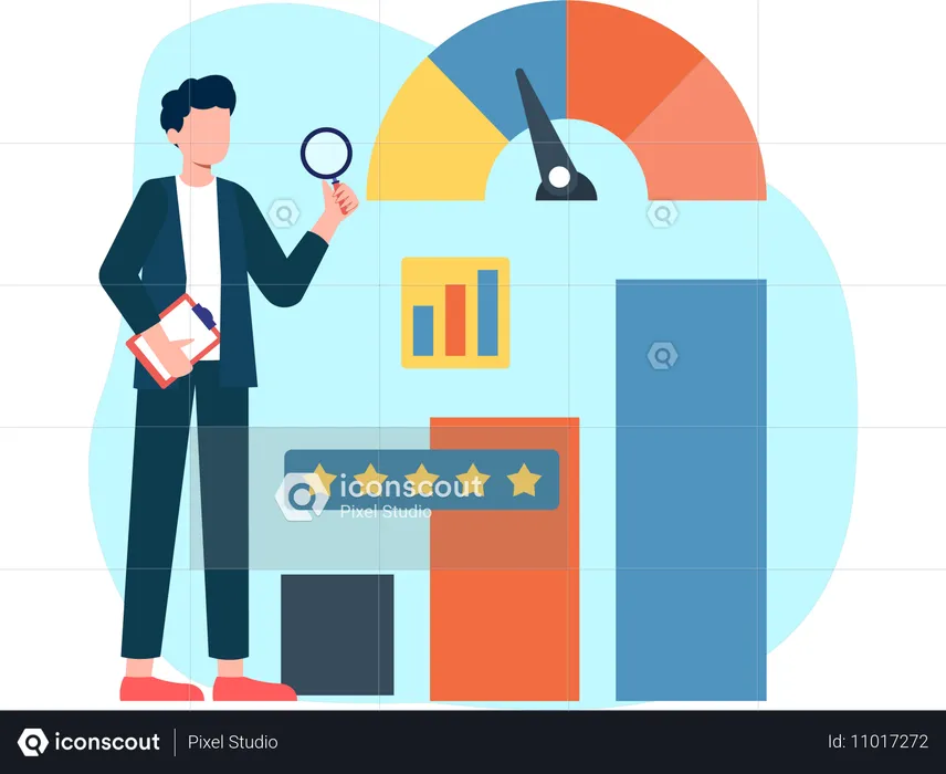 Man measuring employee performance  Illustration