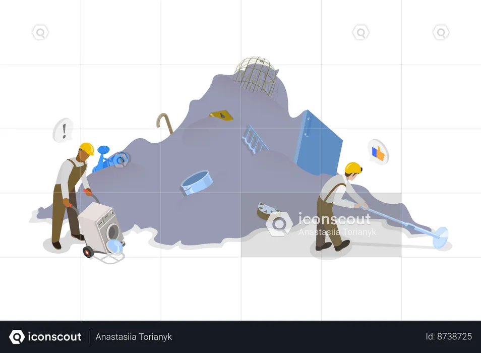 Man Metallic Junk Reuse  Illustration