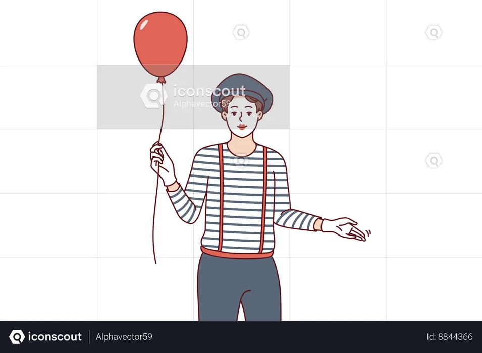 Man mime with balloon  Illustration