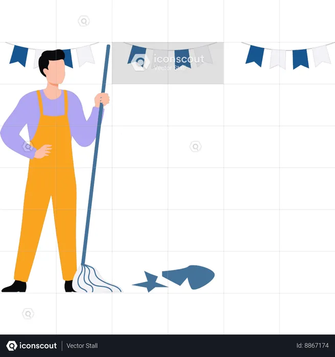 Man mopping floor  Illustration