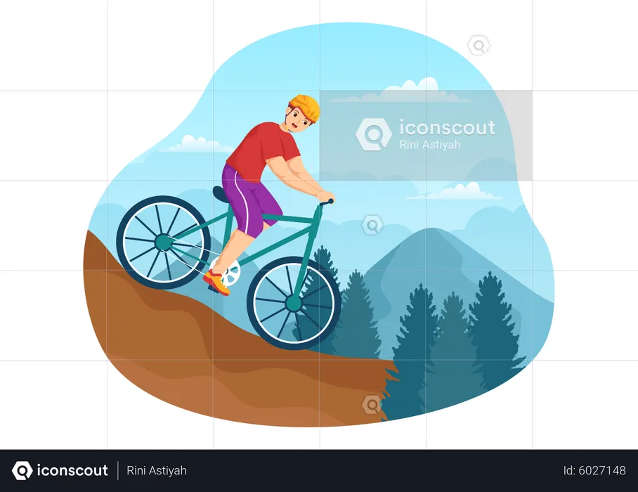 Man Mountain Biking  Illustration