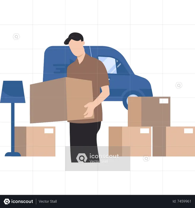 Man moving house  Illustration