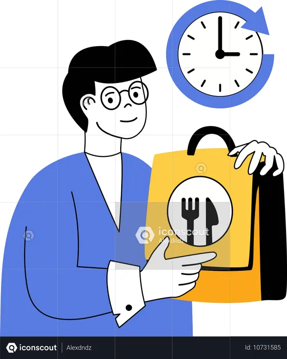 Man needs food delivery on time  Illustration